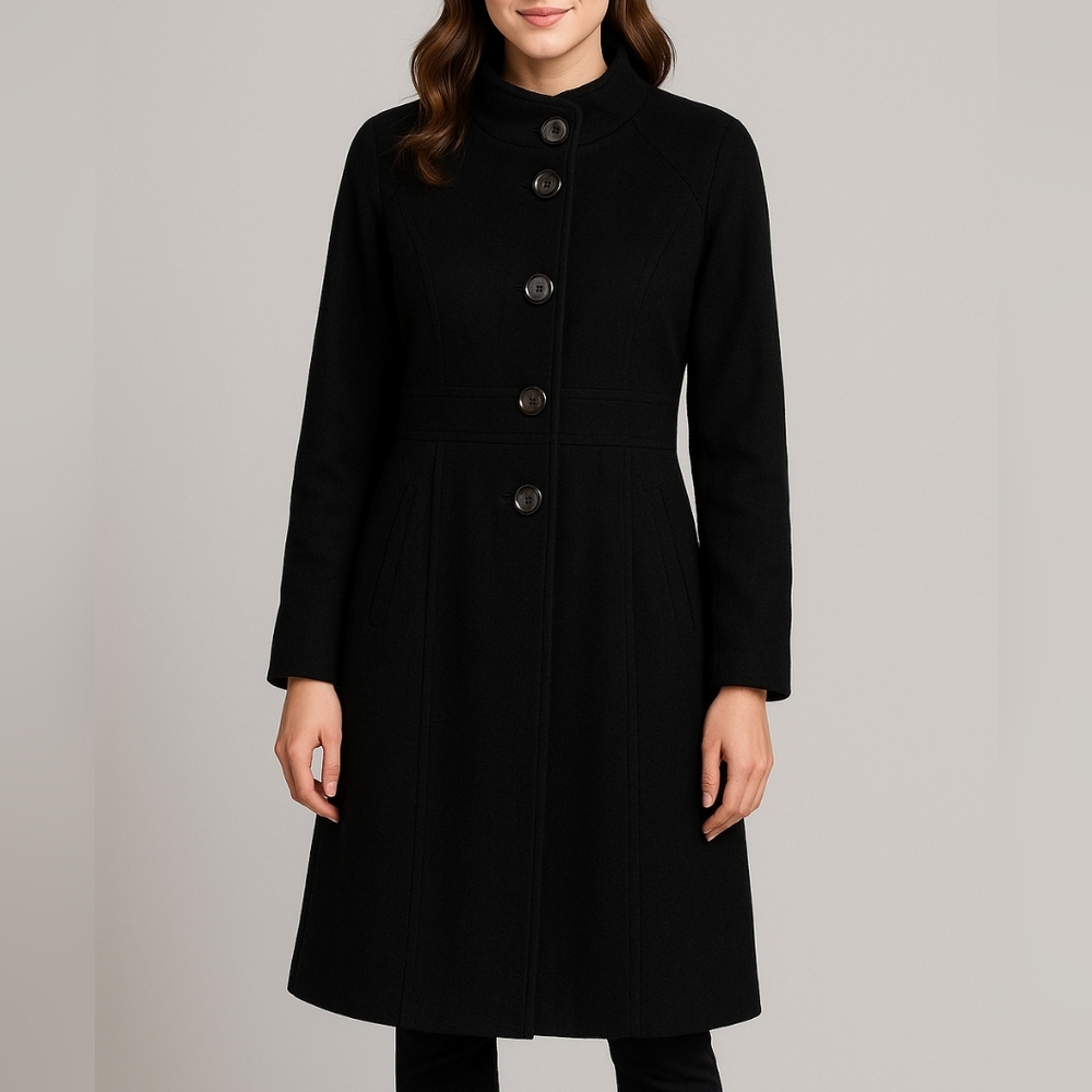 🖤 Donatella Black Wool & Cashmere Blend Coat – Size 10 (NWT) (Ref 53 )